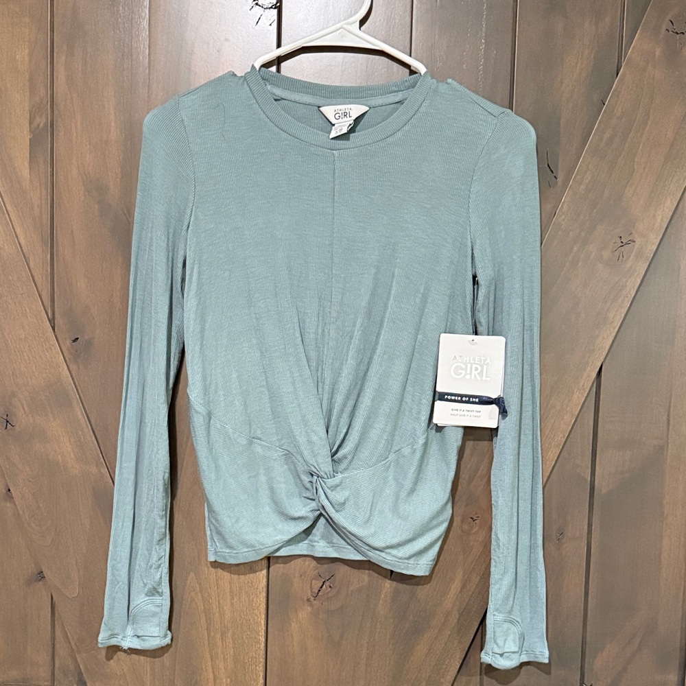 Athleta Seafoam Give it a Twist Long Sleeve top size 12 Girls